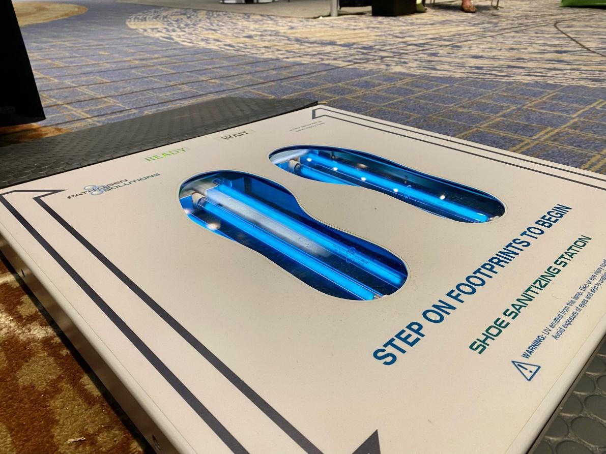 UVZone shoe sanitizing station with UV-C lights